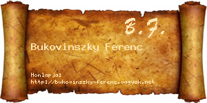 Bukovinszky Ferenc névjegykártya